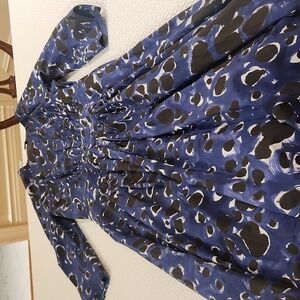 Marni Blue Black and White Abstract Print Dress